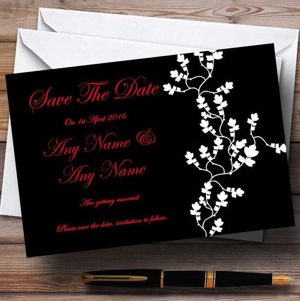 Black White Red Personalised Wedding Save The Date Cards