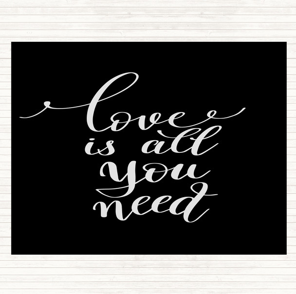 Black White Love Is All You Need Quote Mouse Mat Pad