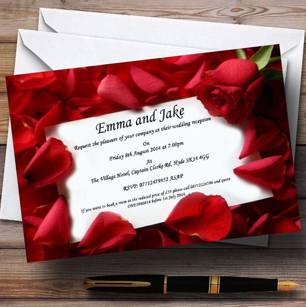 Red Rose Love Note Personalised Wedding Invitations