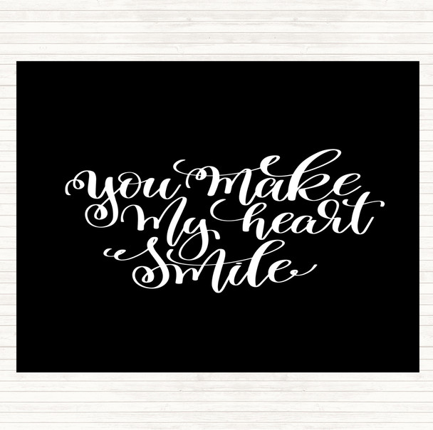 Black White Make My Heart Smile Quote Mouse Mat Pad