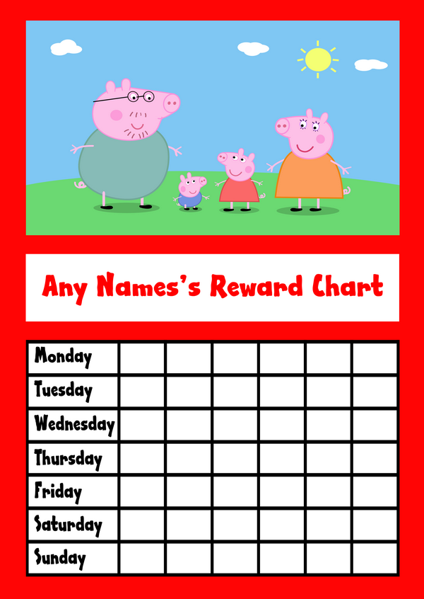 Peppa Pig Pink Star Sticker Reward Chart - The Card Zoo