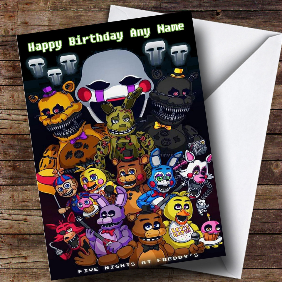 Personalised Fnaf Five Nights At Freddy's Children's Birthday Card ...