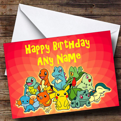 Download Red Pokemon Personalised Birthday Card - The Card Zoo