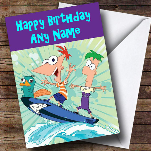 Phineas &amp; Ferb Personalised Birthday Card - The Card Zoo