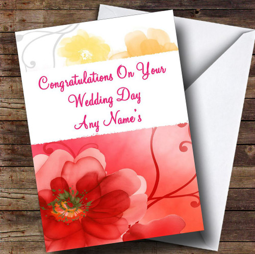 Lovely Flowers Personalised Wedding Day Card - The Card Zoo