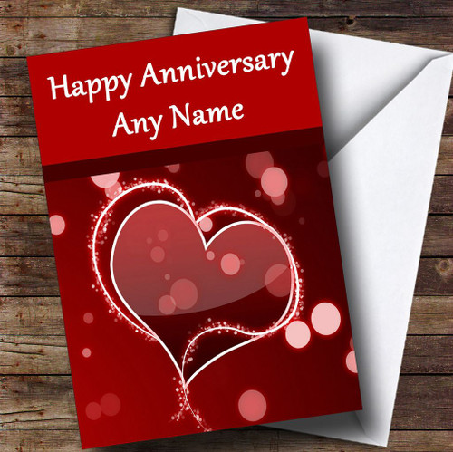 Red Love Heart Personalised Anniversary Card - The Card Zoo