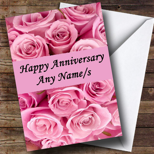 Pink Roses Personalised Wedding Anniversary Card - The Card Zoo