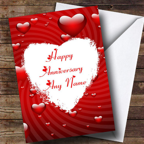 White Love Heart Personalised Anniversary Card - The Card Zoo