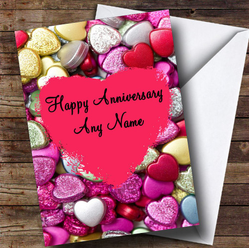 Love Heart Charms Personalised Anniversary Card - The Card Zoo