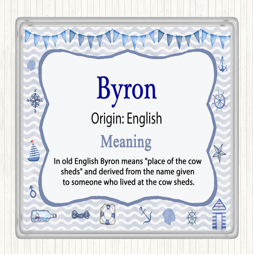 Byron Name Meaning Drinks Mat Coaster Nautical The Card Zoo