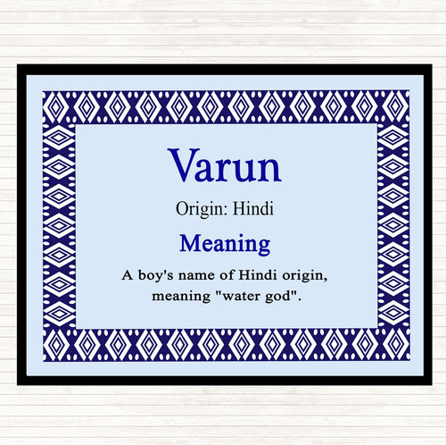 Varun Name Meaning Mouse Mat Pad Blue The Card Zoo