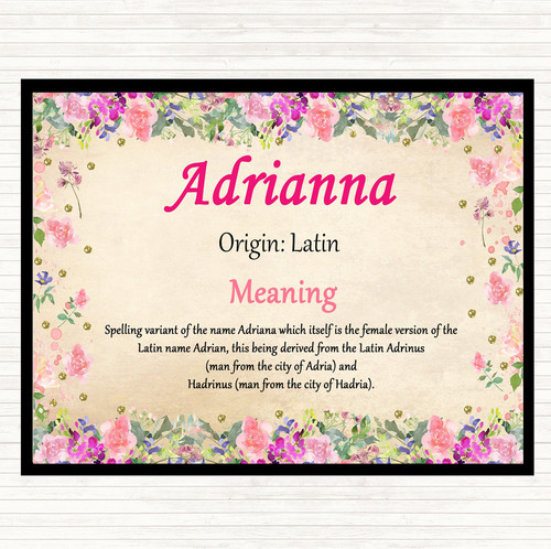 Adrianna Name Meaning Mouse Mat Pad Floral The Card Zoo