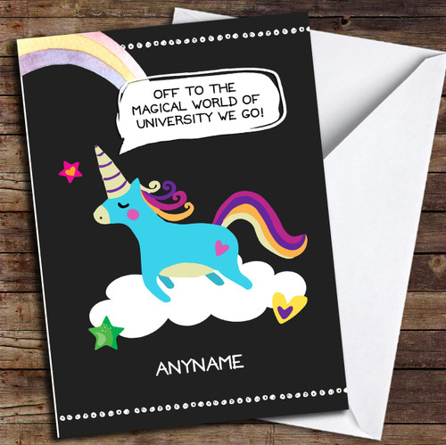 Unicorn Magical World University Personalised Good Luck Card - The Card Zoo