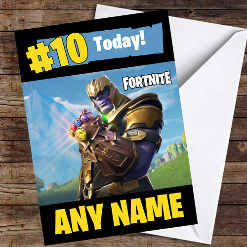 fortnite thanos personalised childrens birthday card