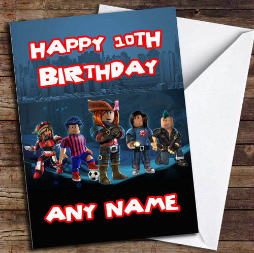 Blue Roblox Personalised Birthday Card The Card Zoo - free printable roblox thank you card in 2019 birthday