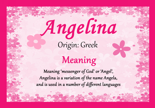 Angelina Personalised Name Meaning Certificate The Card Zoo Angelina Personalised Name Meaning Certificate The Card Zoo