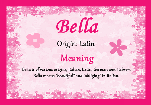 Bella Personalised Name Meaning Certificate - The Card Zoo