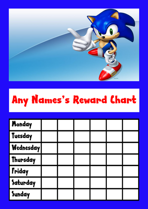 Sonic The Hedgehog Reward Chart Printable