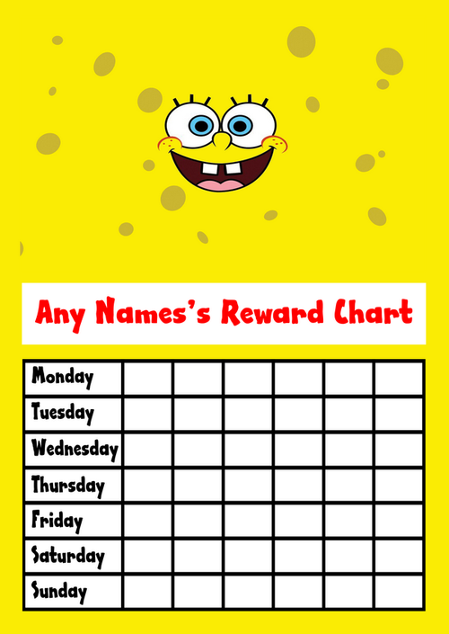 Spongebob Star Sticker Reward Chart - The Card Zoo