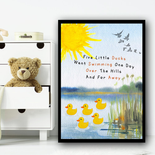 Five Little Ducks Nursery Rhyme Children's Nursery Bedroom Wall Art ...