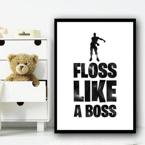 Fortnite Floss Like A Boss Black Children's Nursery Bedroom Wall Art ...