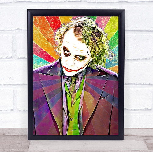 Heath Ledger Joker Batman Colour Funky Framed Wall Art Print - The Card Zoo