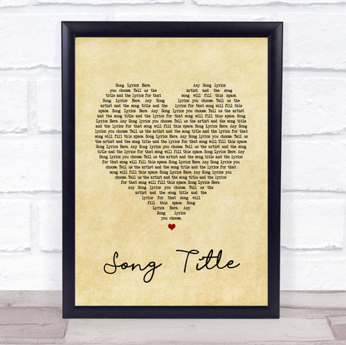 Any Song Lyrics Custom Vintage Heart Wall Art Quote Personalised