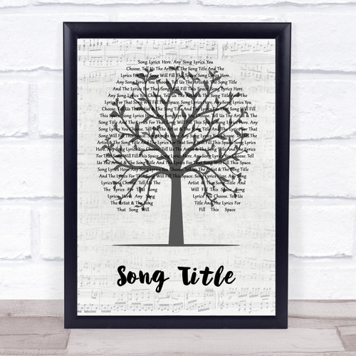 Any Song Custom Music Script Tree Personalised Lyrics Print - The Card Zoo