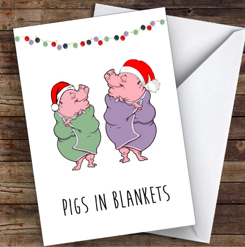 Funny Pigs In Blankets Cute Joke Personalised Christmas Card The Card Zoo