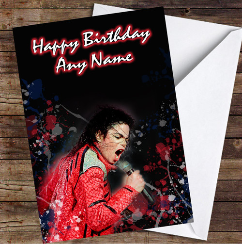 Michael Jackson Dark Splatter Personalised Birthday Card - The Card Zoo