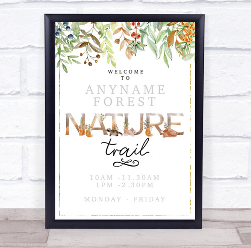 Nature Rally Signs Nature Trail Gold Watercolour Leaves Outdoor Trail Personalised Event ...