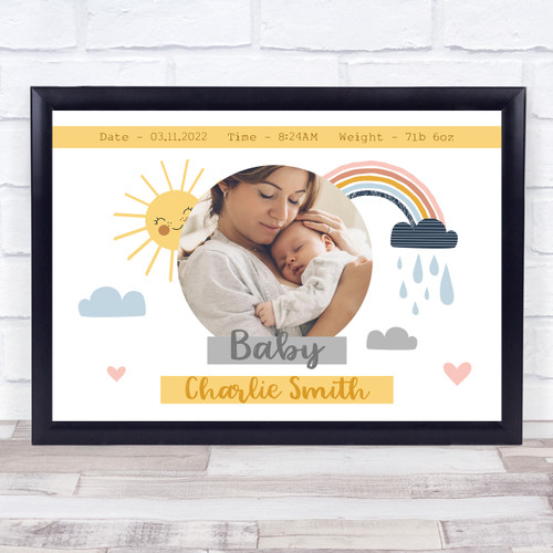 New Baby Details Welcome To The World Photo Personalised Gift Art Print ...