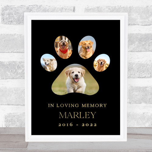 In Loving Memory Pet Remembrance Photos Paw Dog Black Personalised Gift ...
