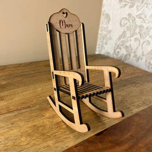 Personalised Mini Wooden Rocking Chair Memorial Gift In Memory Of
