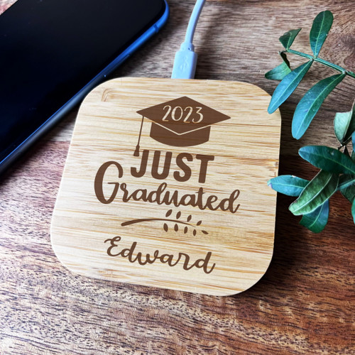 Graduation Hat Just Graduated Student Personalised Square Phone Charger ...
