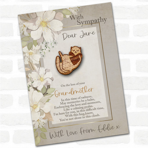 Cat Cuddling Love Heart Sympathy Sorry For Your Loss Personalised ...