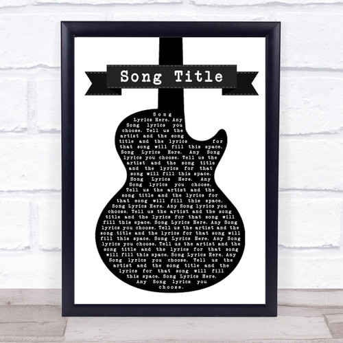Black White Guitar Any Song Lyrics Custom Wall Art Music Lyrics Poster ...
