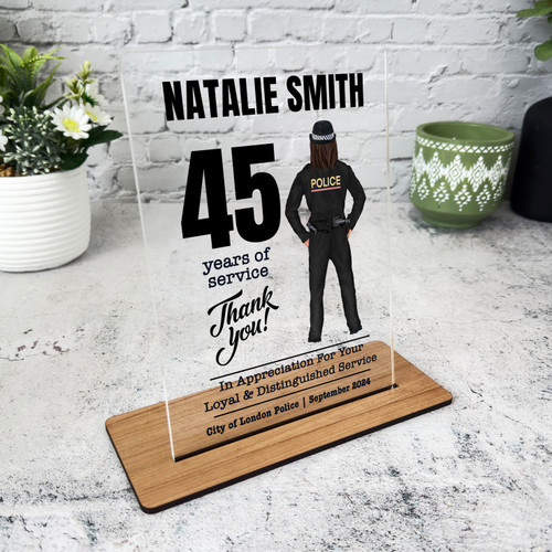 45 Years Service 45th Anniversary Brown Hair Her Police Gift Employee 45-years-service-45th-anniversary-brown-hair-her-police-gift-employee