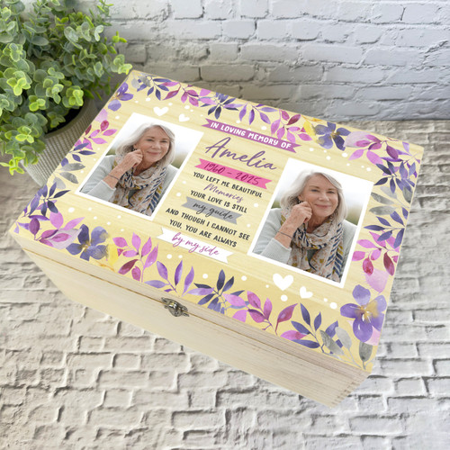 Female In Loving Memory Purple Photo Memorial Personalised Wooden ...