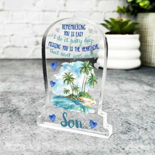 Son Beach Palm Tree Remembering You Memorial Gift Gravestone Keepsake ...