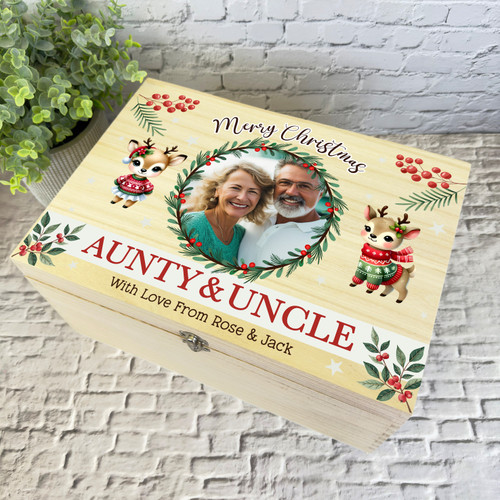 Aunty and Uncle Wooden Personalised Photo Christmas Hamper Gift Box ...