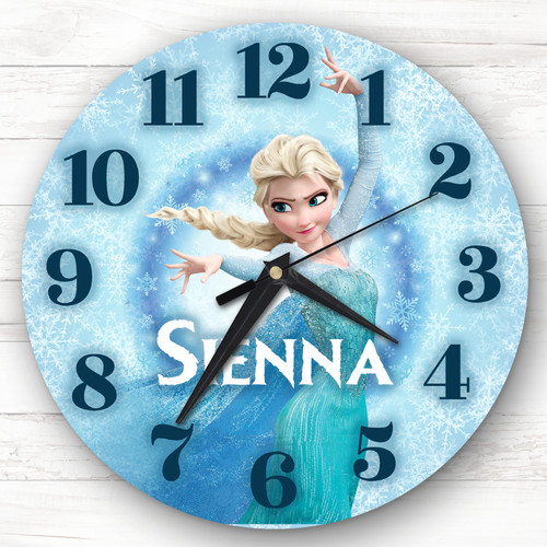 Frozen Elsa Personalised Gift For Kid's Bedroom Clock - The Card Zoo