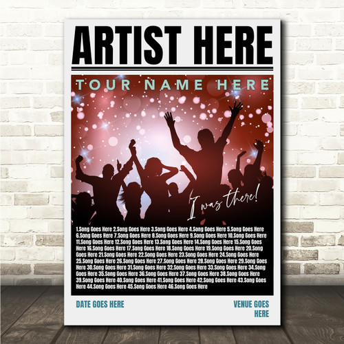 Concert Setlist Poster Print Canvas Concert - Any Artist, Date, Gig ...