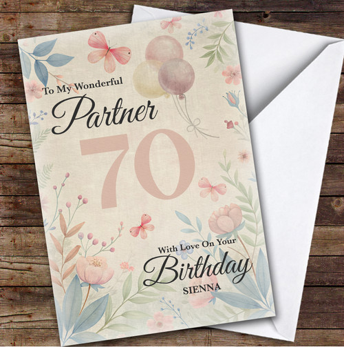 Personalised Female Partner 70th Birthday Card Vintage Style - The Card Zoo