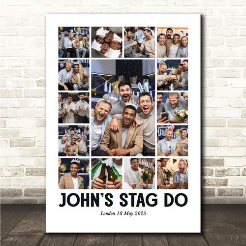 Stag Collage Photo Collage Stag Do Personalised Gift 15-Photo Print Or Canvas - The ...
