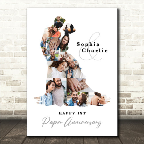 1st Anniversary Number 1 Photo Collage 1st Birthday Gift Personalized Anniversary Gifts For Husband Wife Boyfriend Girlfriend Canva Template