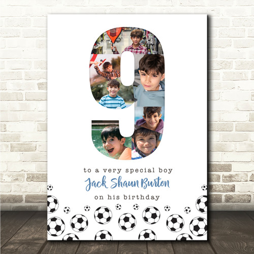 Photo Collage 7-Photo 9th Birthday Football Custom Gift For Boys Print ...