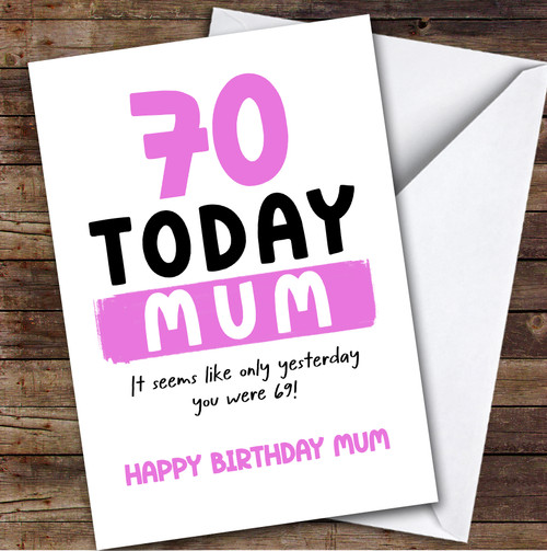 70th Birthday Card Personalised Mum - The Card Zoo