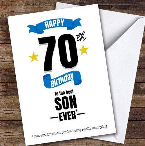 70th Birthday Card Personalised The Best Son Ever - The Card Zoo