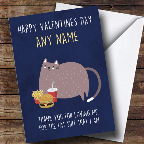 Funny Fat Cat Valentines Personalised Card - The Card Zoo